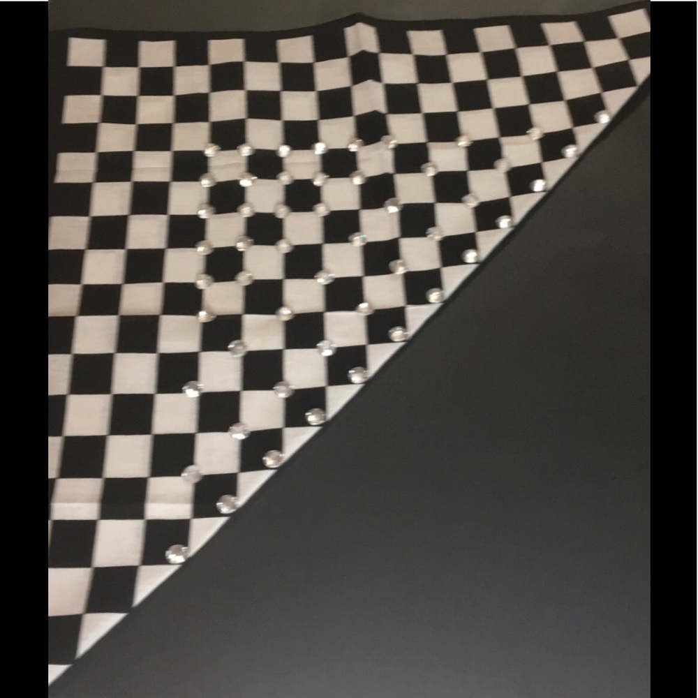Up-cycled crystal bling checkered bandana